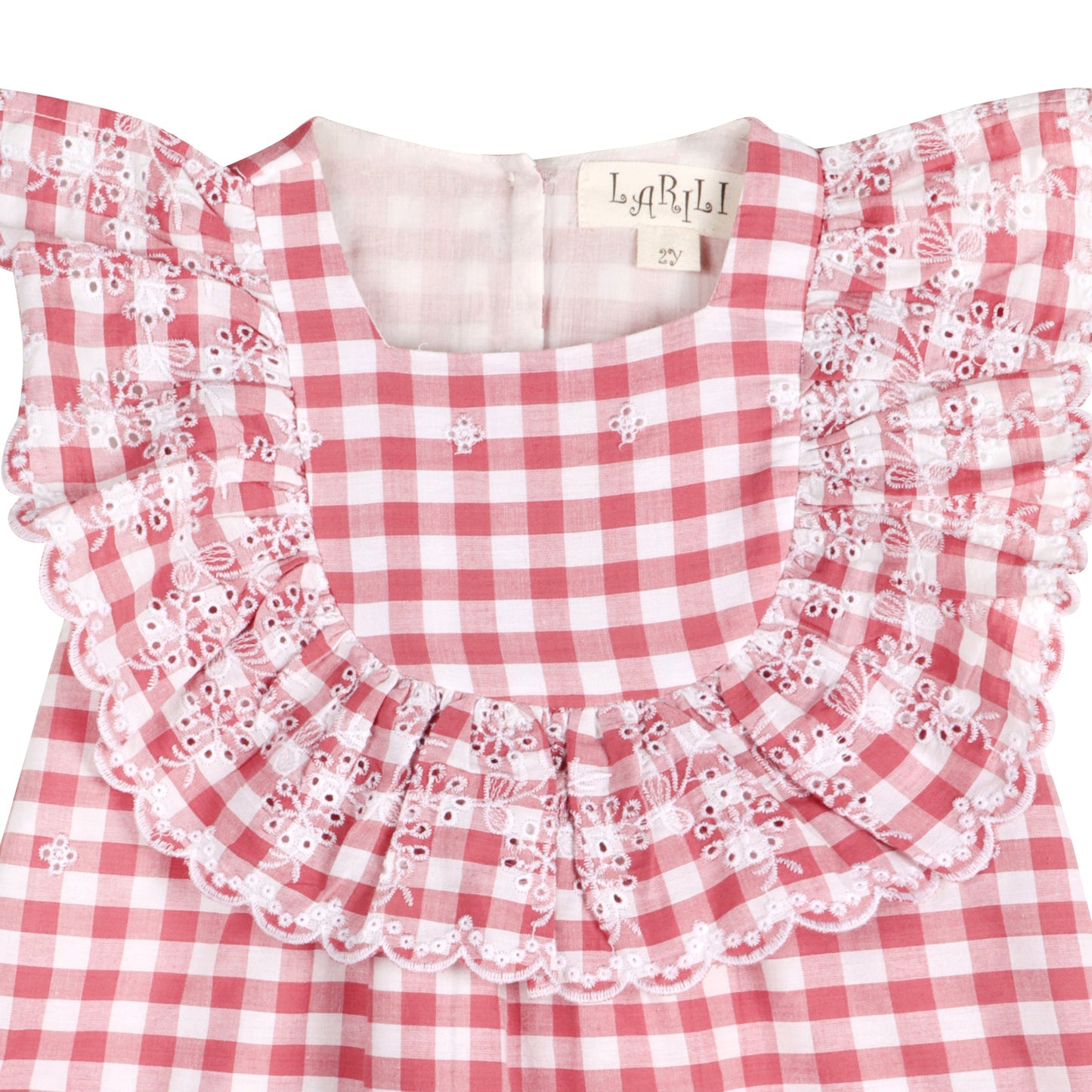 Pink Gingham Schiffli Embroidery Mia Dress