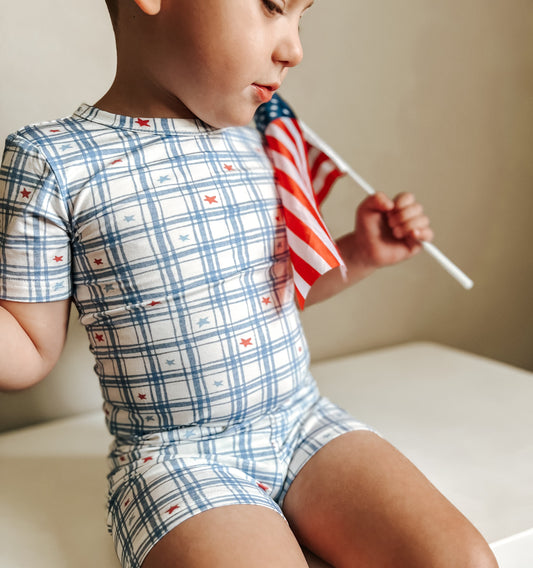 Stars Gingham 2pc Bamboo Pajamas