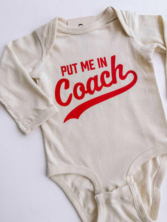 put me in coach long sleeve onesie