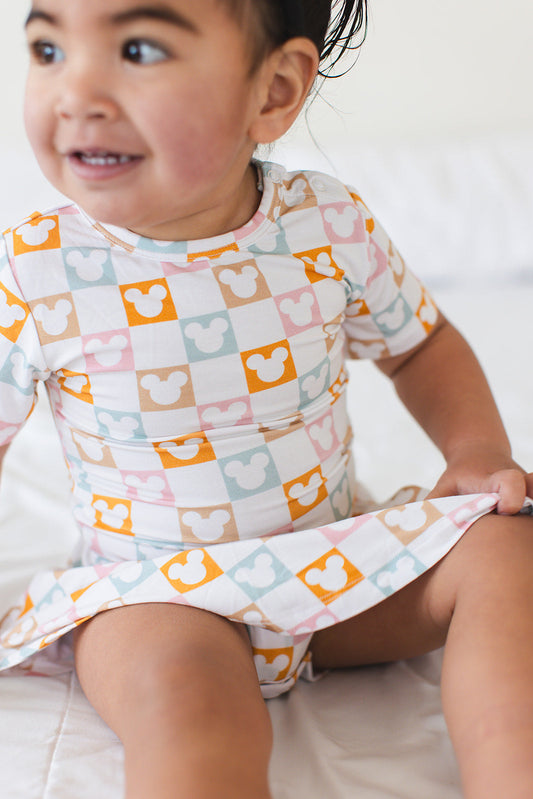 Checkerboard Charm - Bodysuit Dress