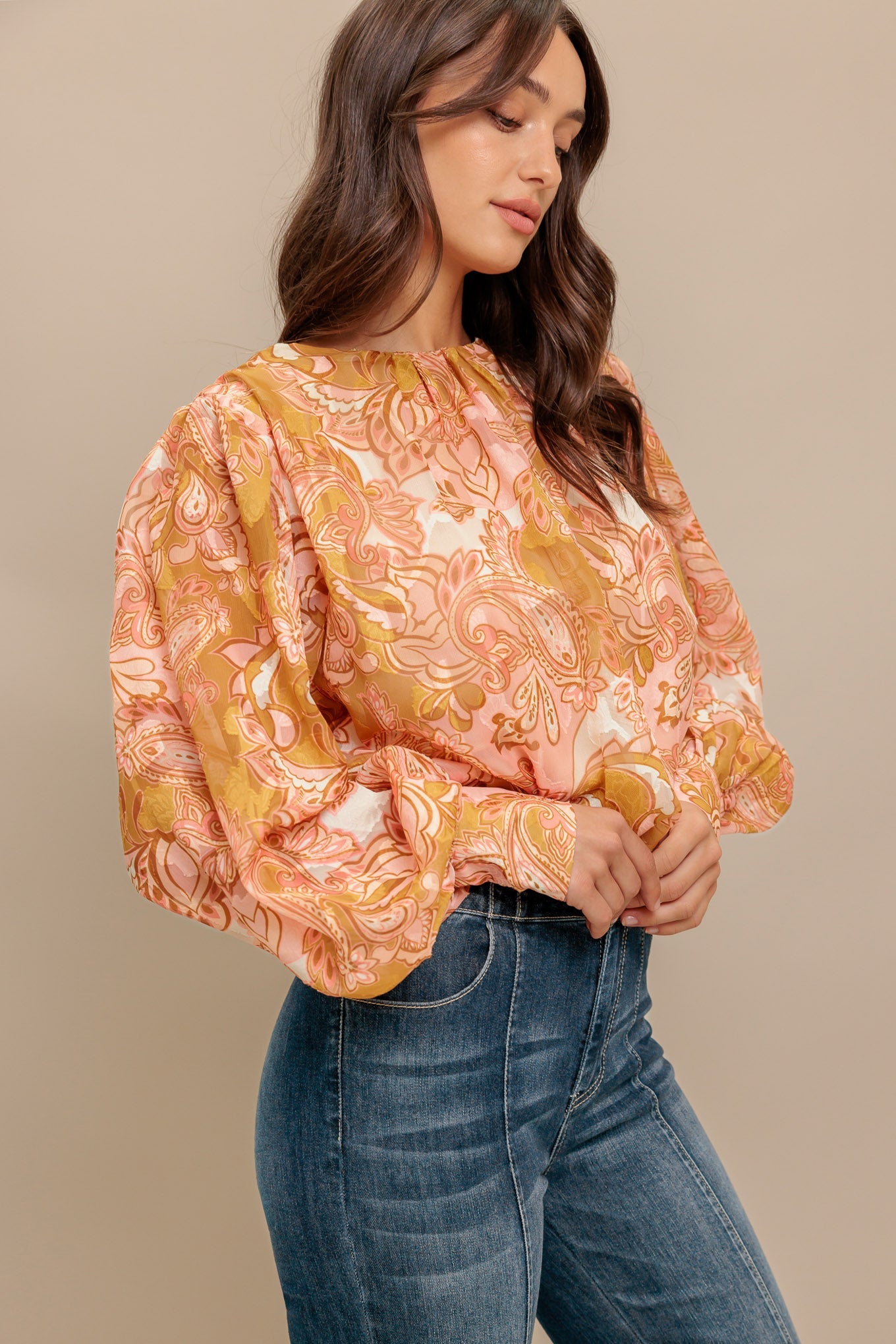 PAISLEY BREEZE WOVEN JACQUARD TOP