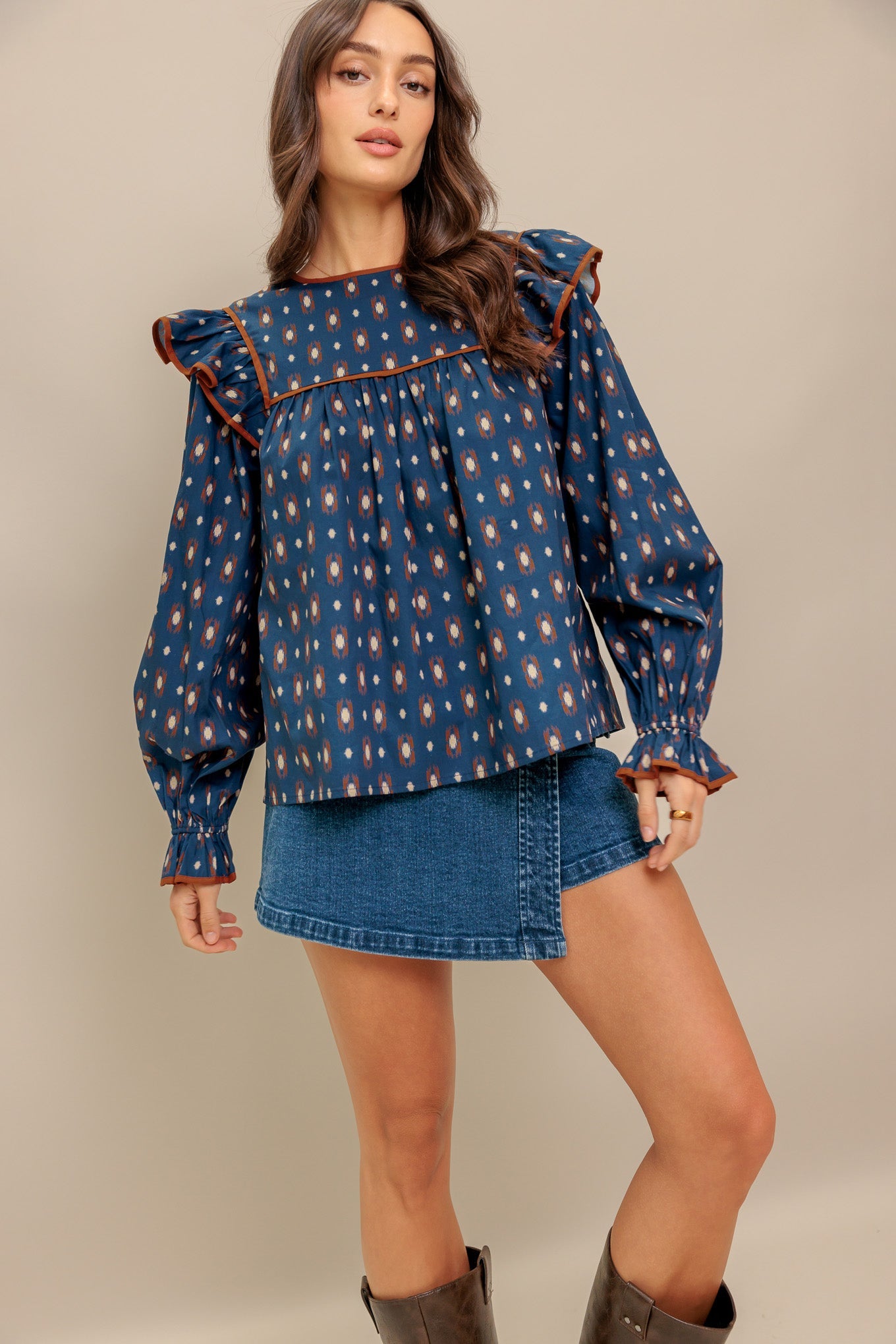 WESTERN CHARM WOVEN TOP