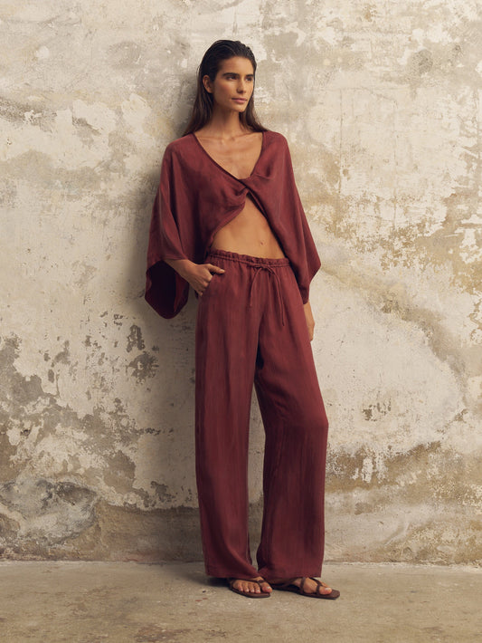 Lucid Knot Top - Burgundy