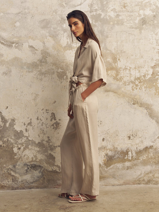 Lucid Flow Tie Pants - Sand