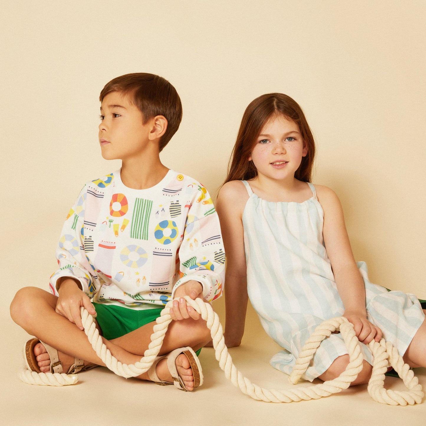 Linen Cabana Stripe Strappy Kid Dress