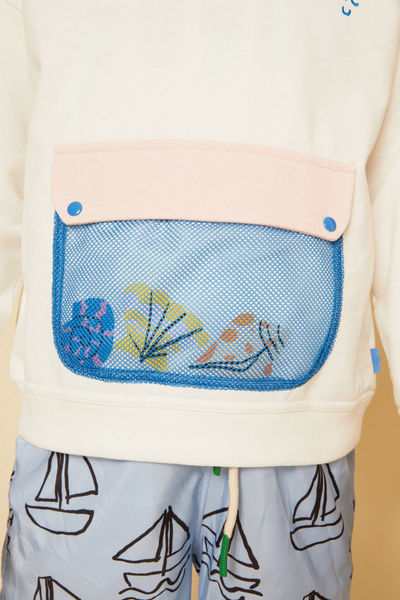 Recycled Cotton Natural Pocket Kid Sweatshirt