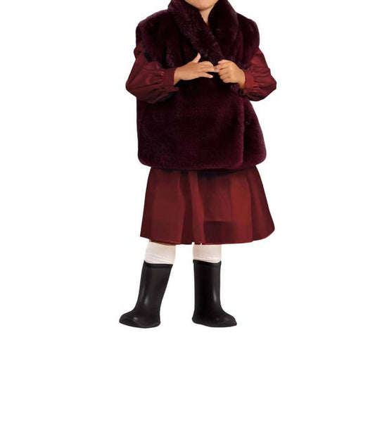 Kids Faux Fur Vest - Maroon