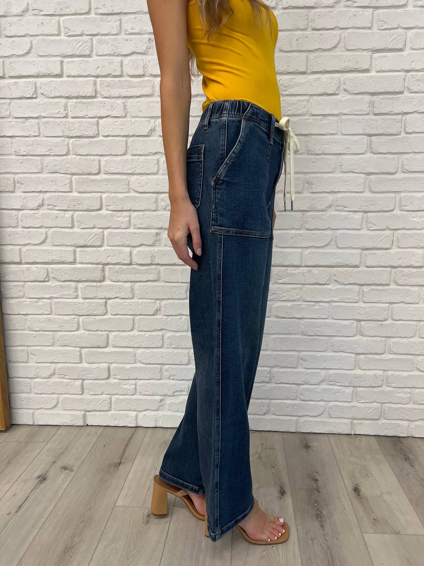 Melanie High Rise Drawstring Wide Leg Jeans (Online Exclusive)
