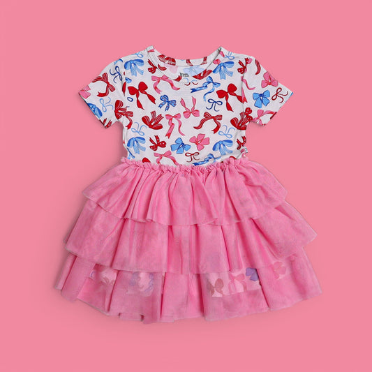 RED, WHITE AND BOWS DREAM TUTU DRESS