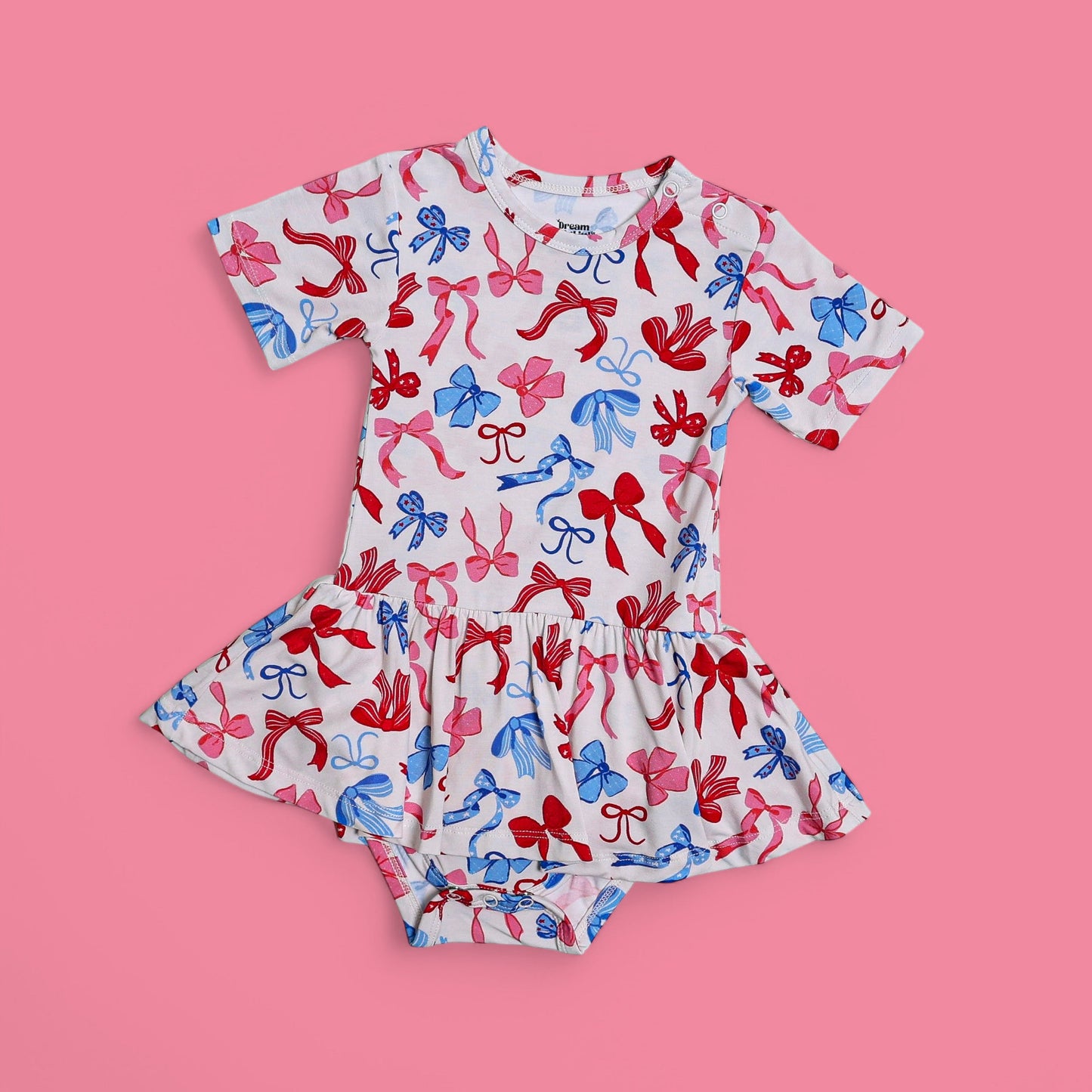 RED, WHITE AND BOWS DREAM BODYSUIT DRESS