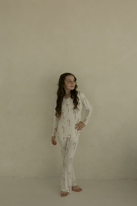 Pre-Teen Flare Bamboo Pajamas | Candy Cane