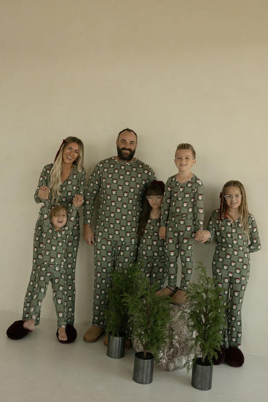 Men's Bamboo Pajamas | Santa Checkerboard