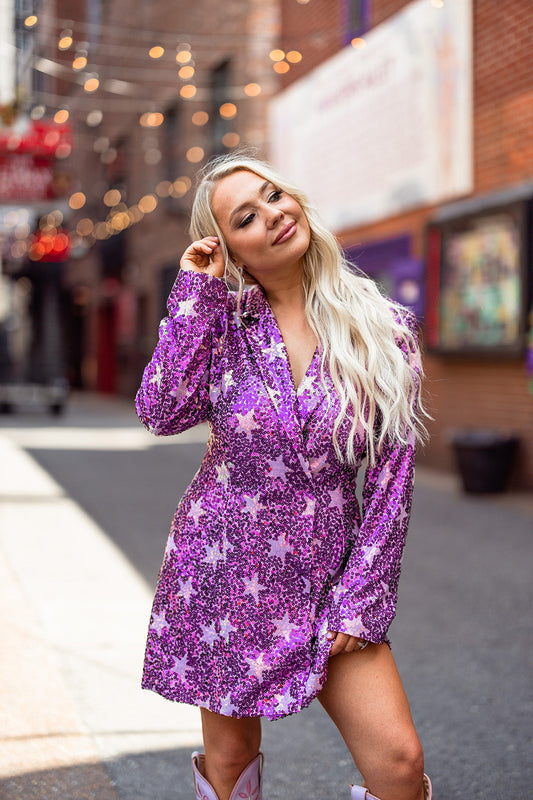 Riley Sequin Blazer Dress - Hypnotic Stars