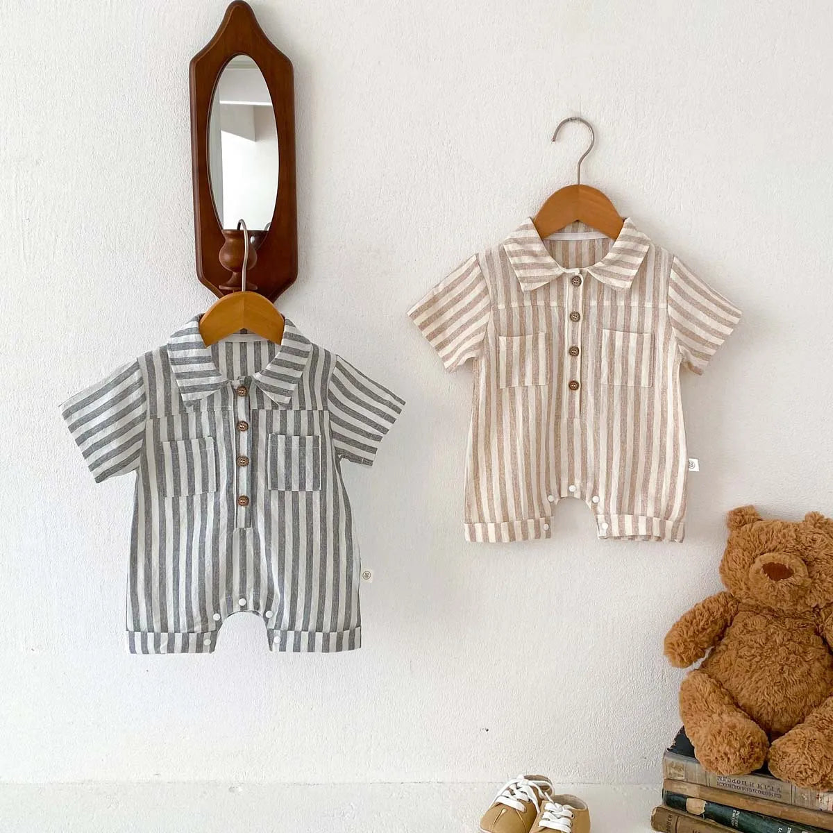 Boys Striped Linen Jumpsuit
