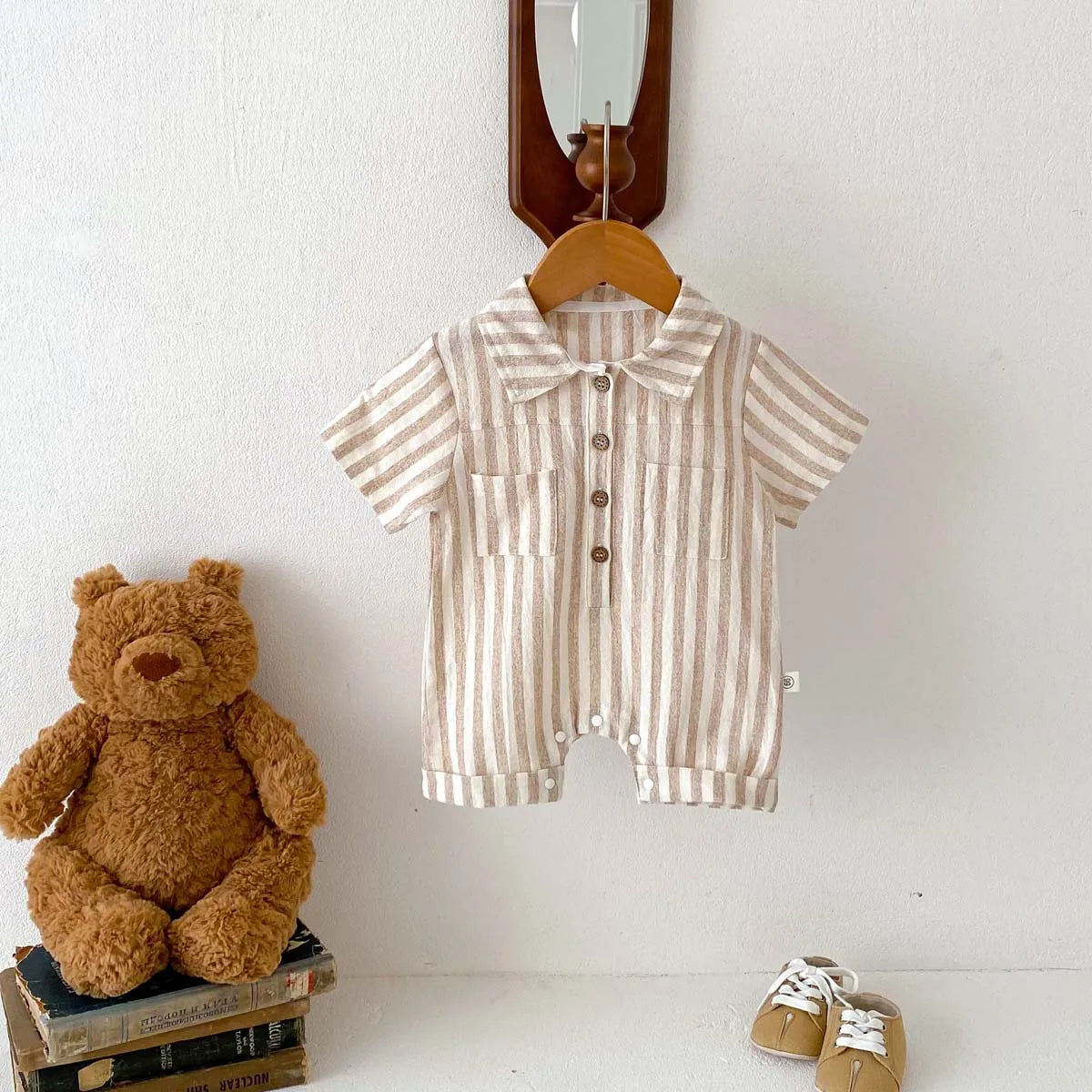 Boys Striped Linen Jumpsuit