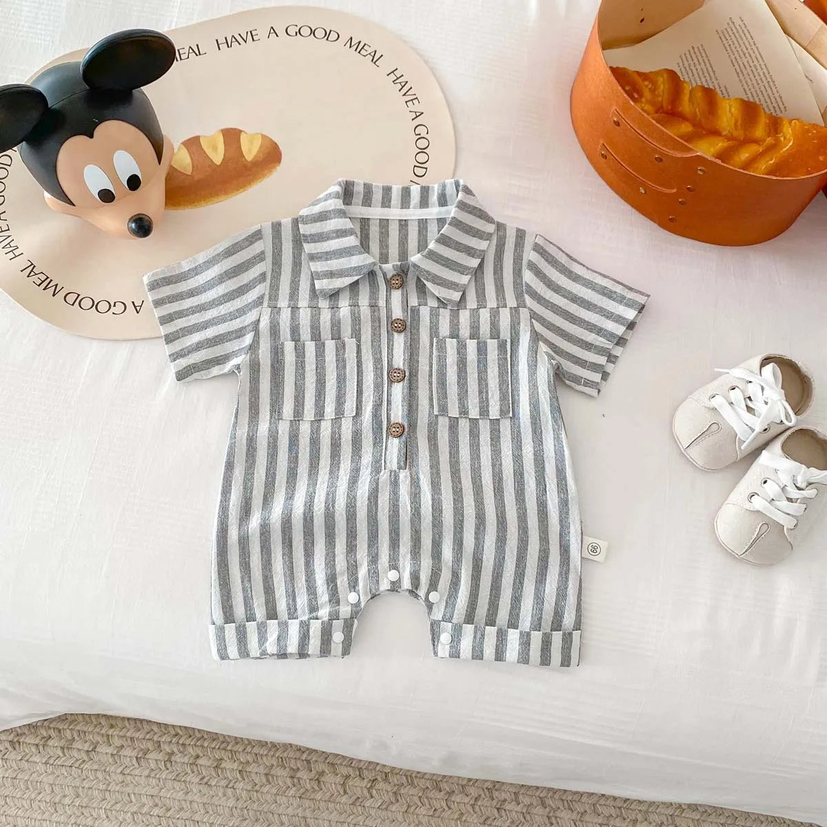 Boys Striped Linen Jumpsuit