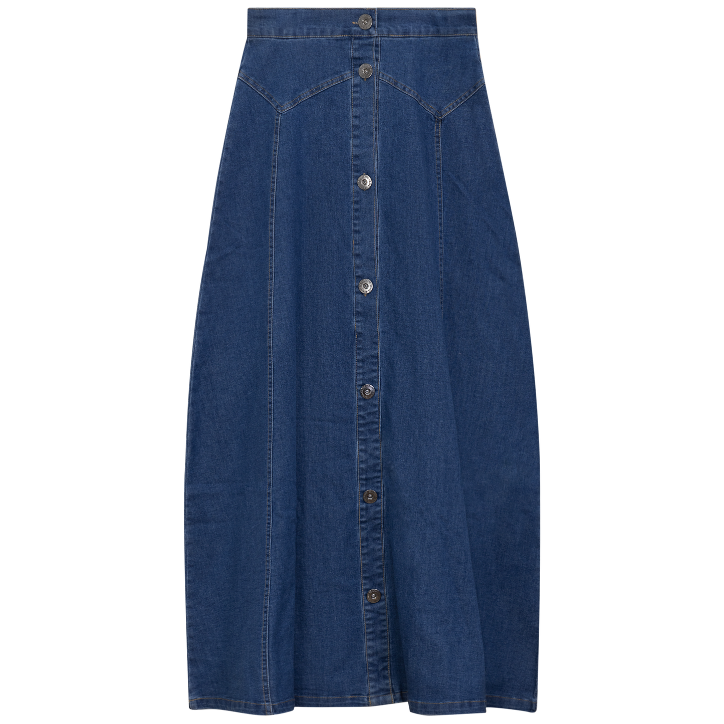 Maxi Denim A Line Fringe Skirt