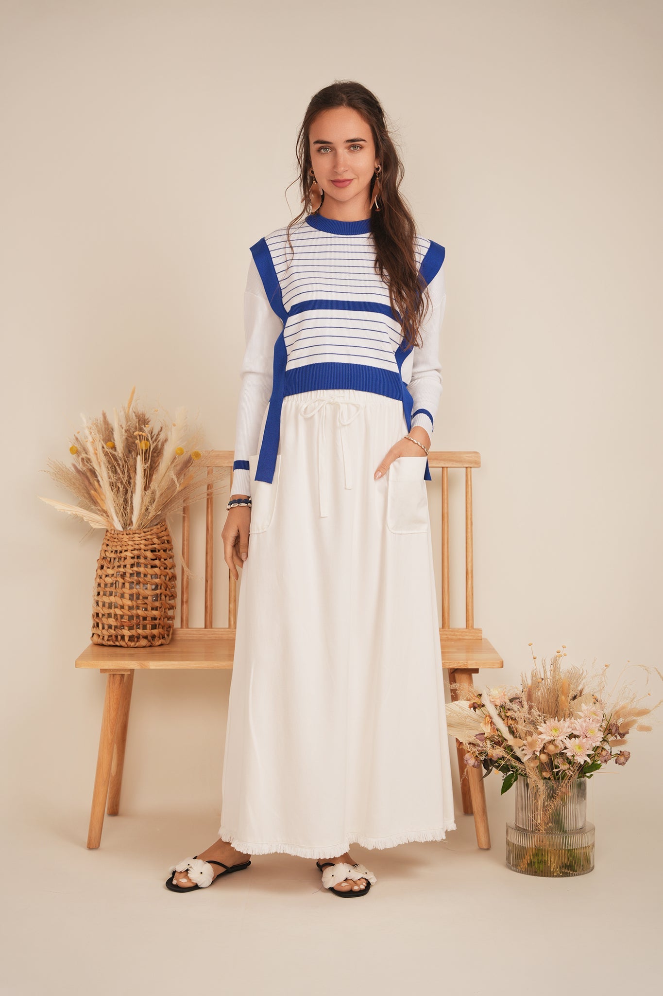 Striped Belt Sweater