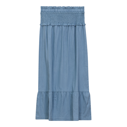 Denim Smoked Yoke Skirt
