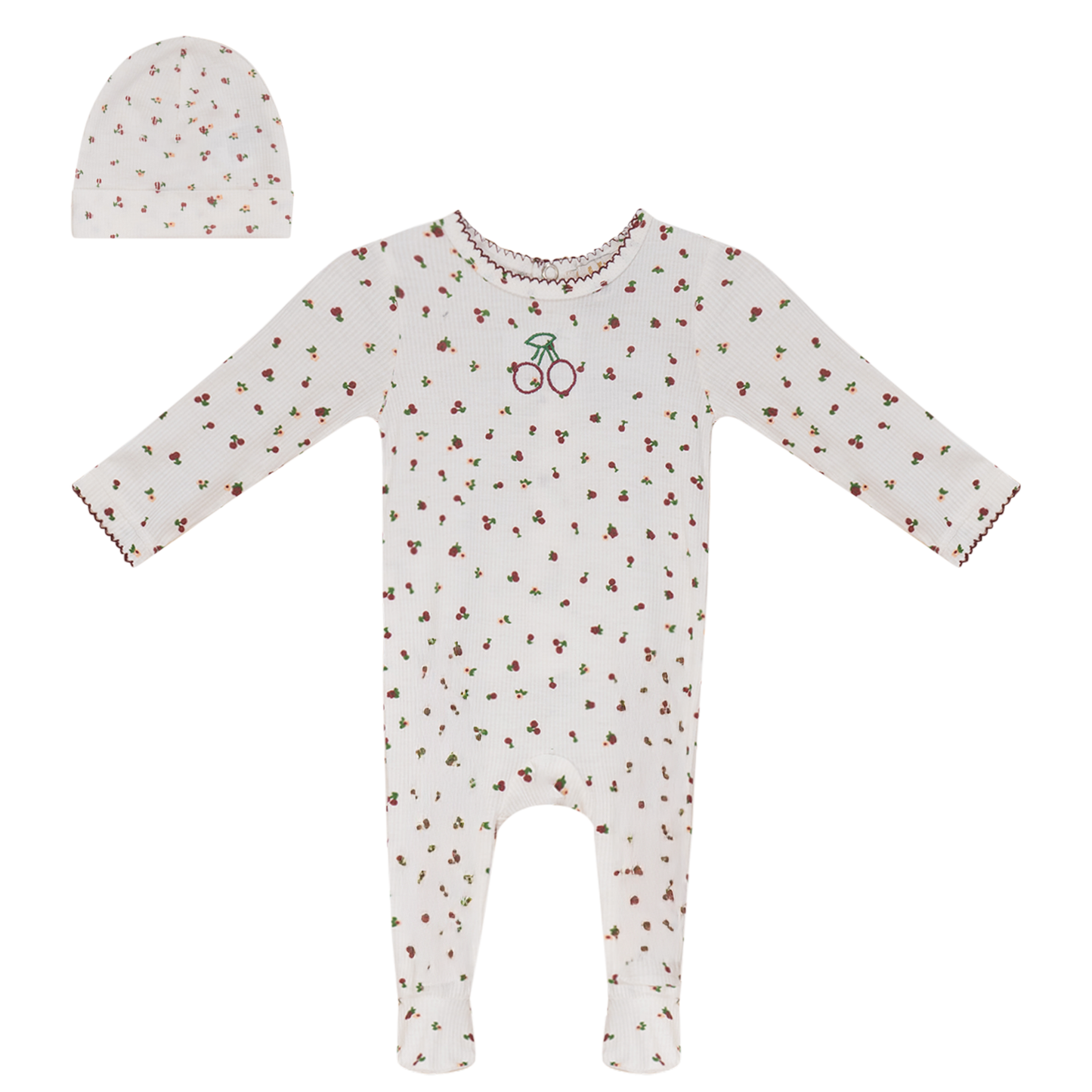 Cherry Print Onesie with Hat
