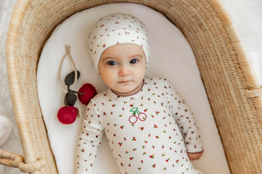 Cherry Print Onesie with Hat