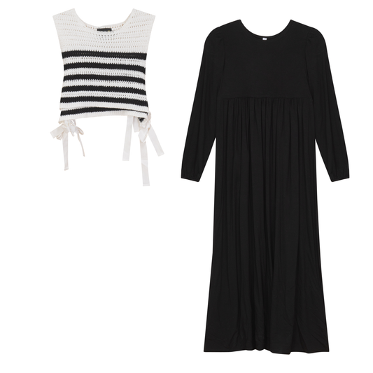 Dress with Crochet Knitted Vest