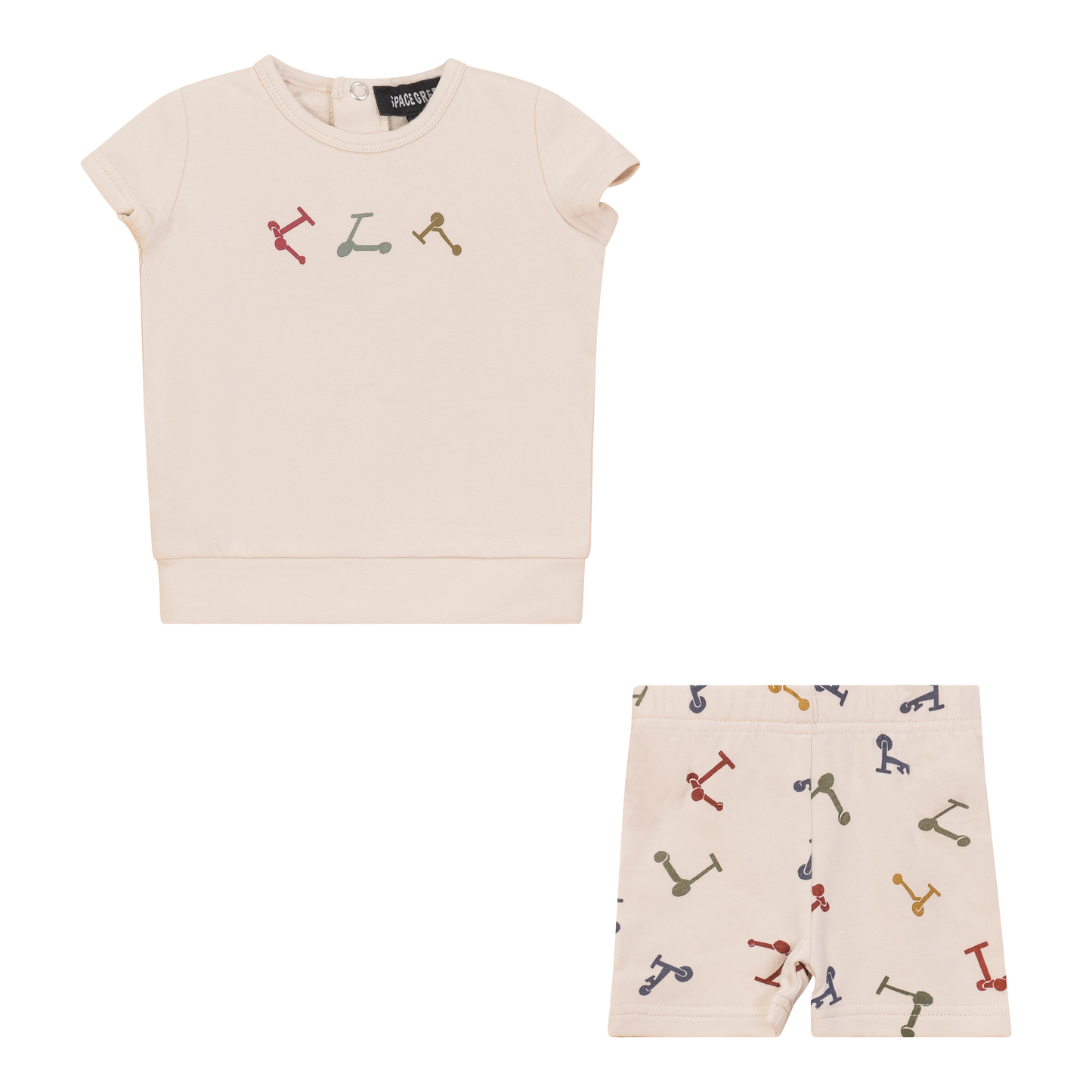 Scooter and Tulip Printed Shorts Set