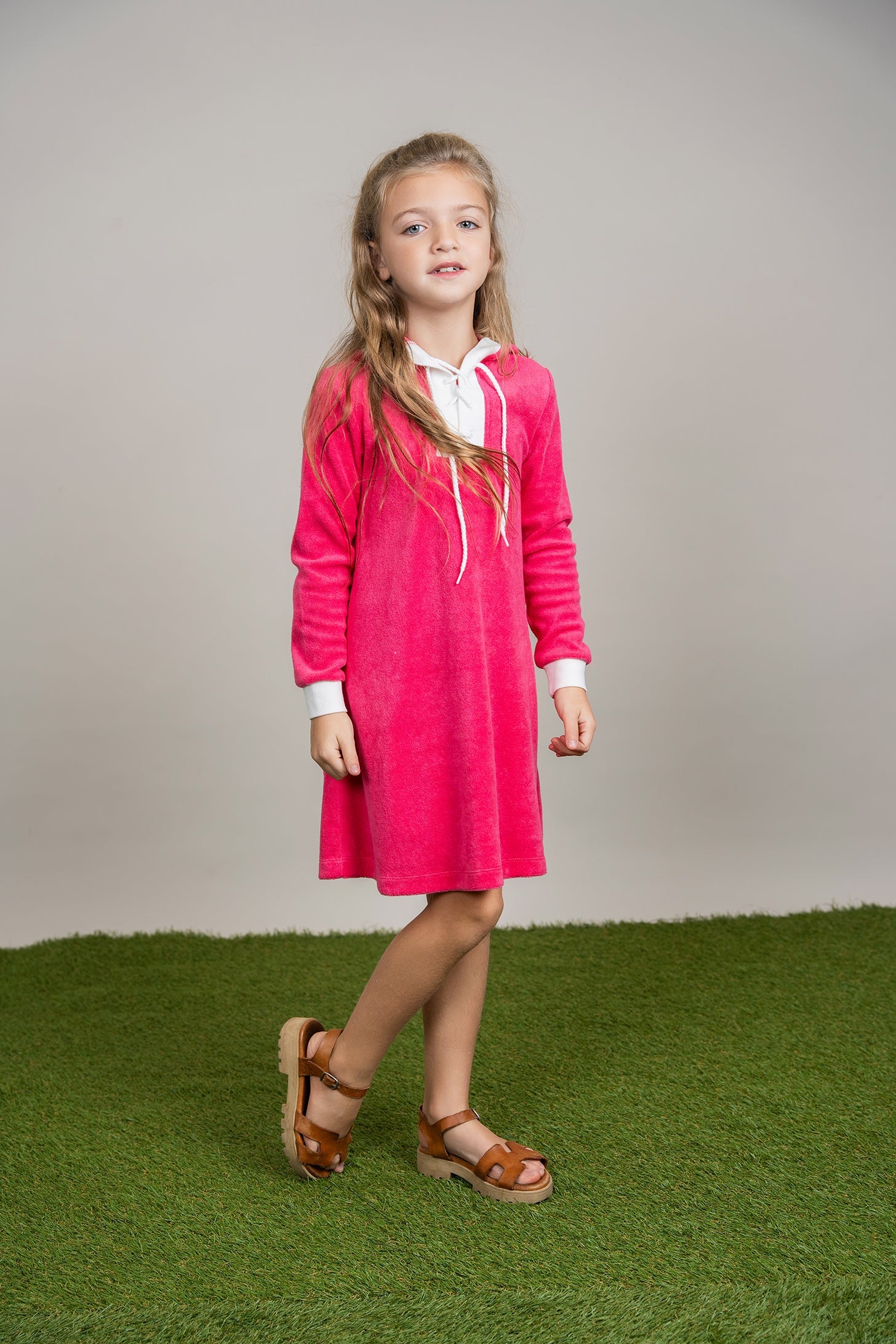 Cotton Terry Hoodie Dress Green / 7