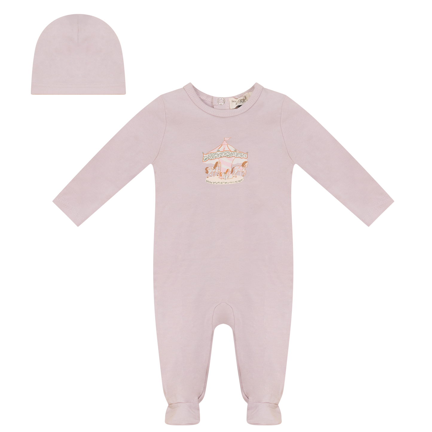 Carousel Print Onesie with Hat
