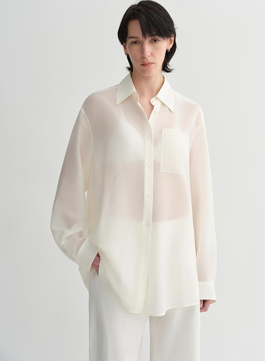 Classic Silhouette Mulberry Silk Acetate Blouse