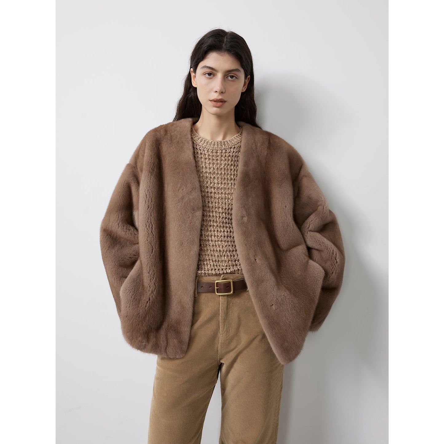 Louvre Mink V-Neck Jacket