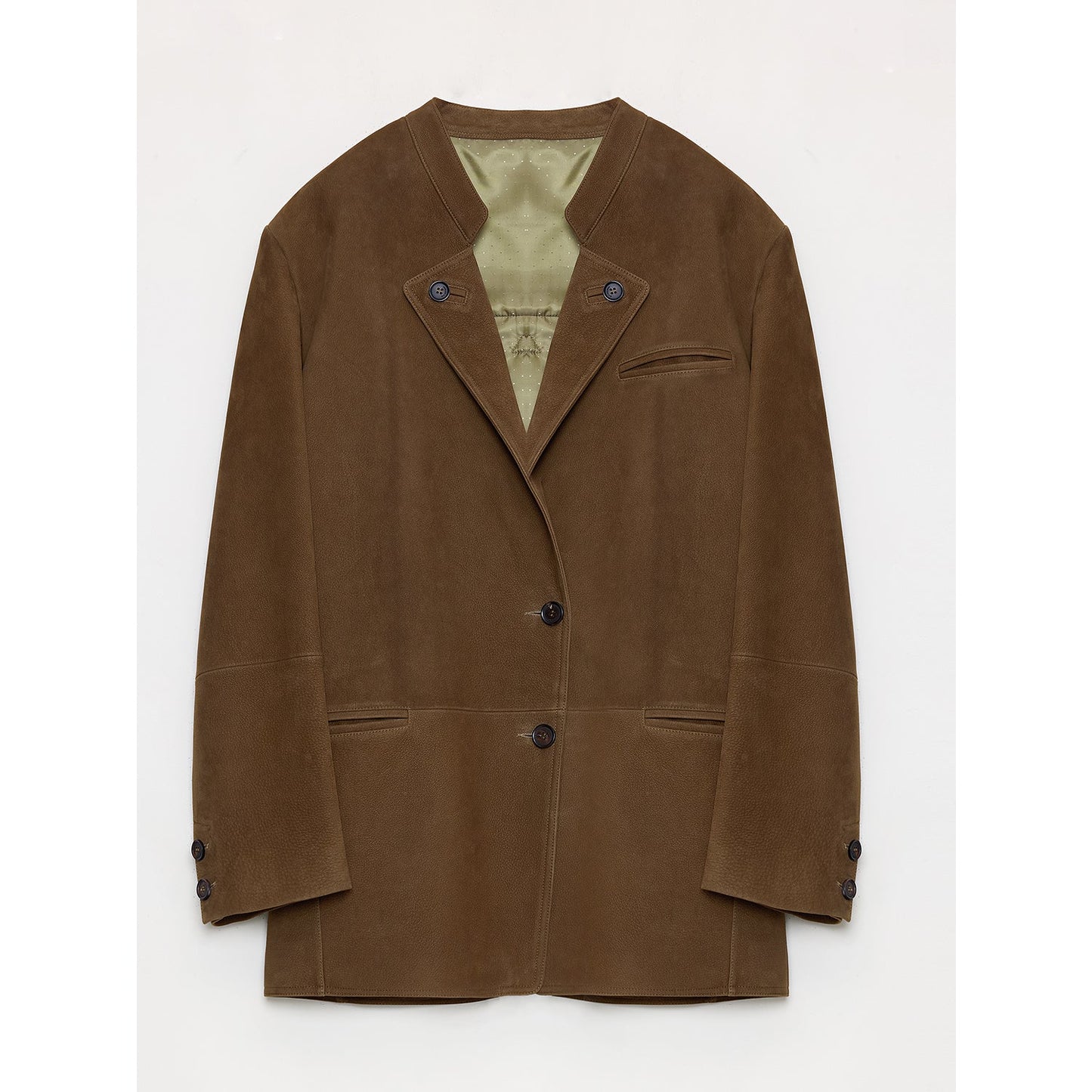 "Bavaria" Vintage Suede/Waxy Goatskin Leather Mid-Length Suit Jacket