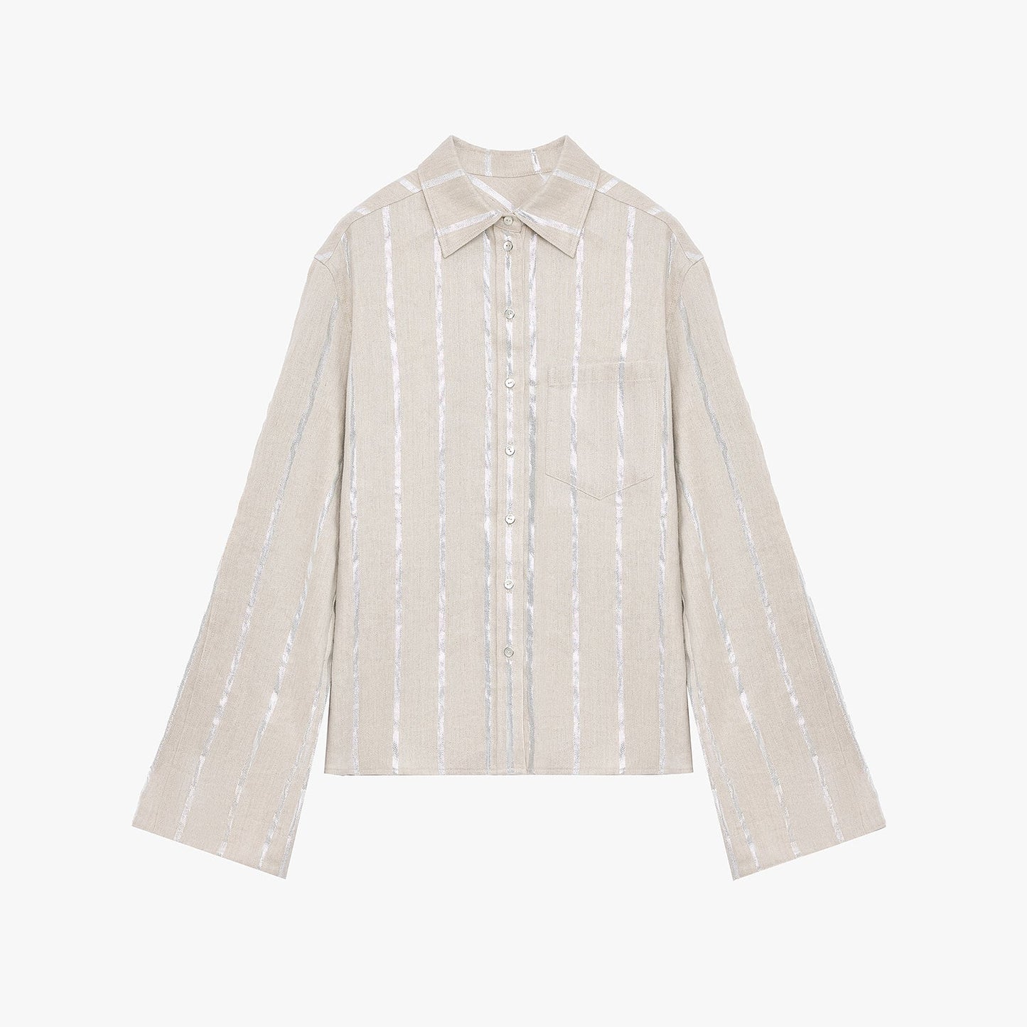 Anonymous Letter Silver Stripe Trumpet Sleeve Shirt