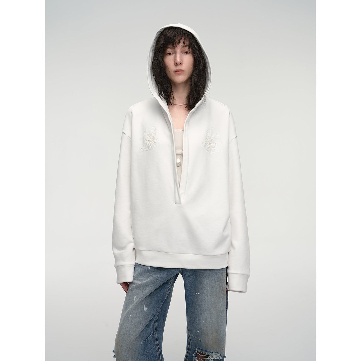 Leisure Style Handmade Embroidery Sequins Sweatshirt