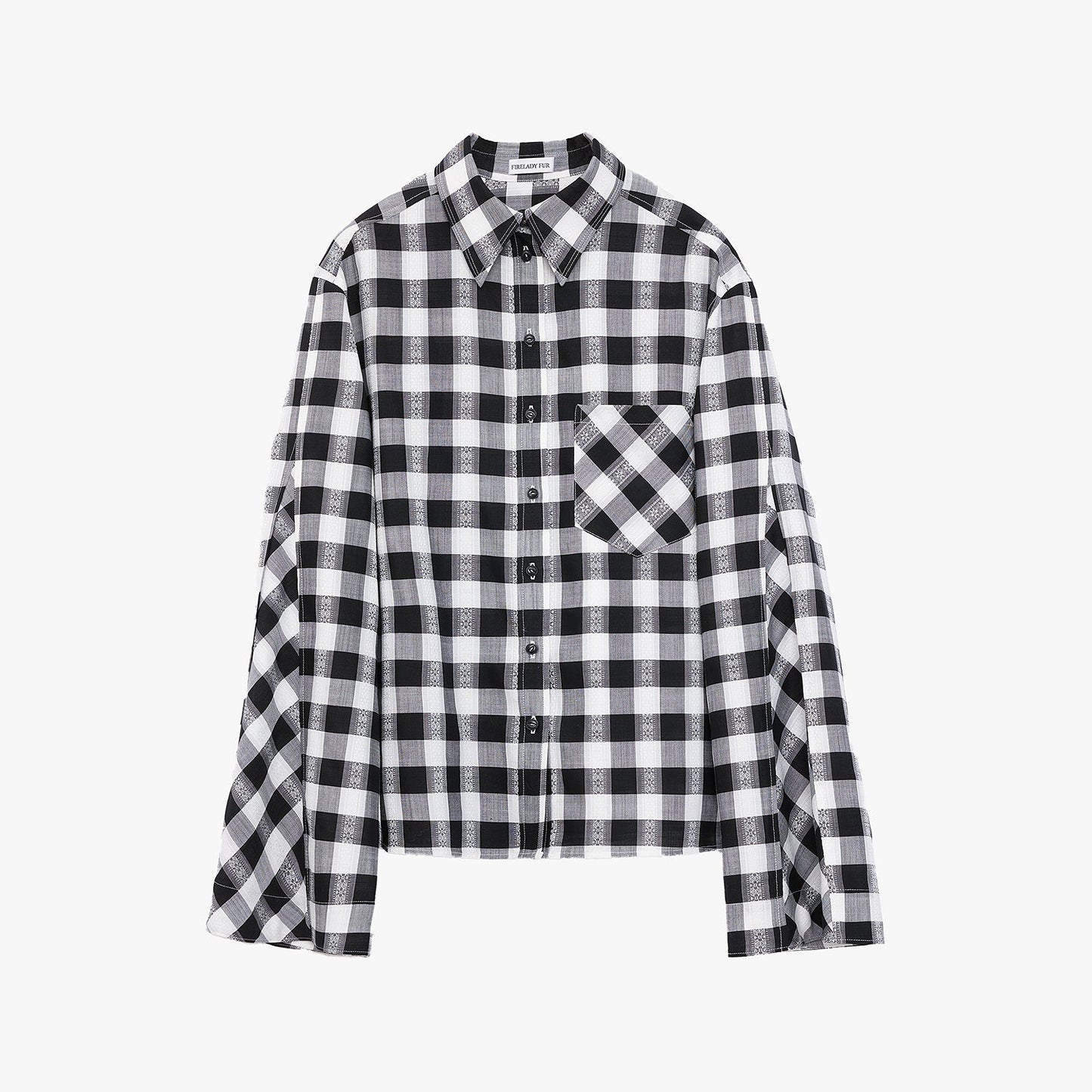 Style Diary Tencel Acetate Jacquard Check Dropped Shoulder Shirt