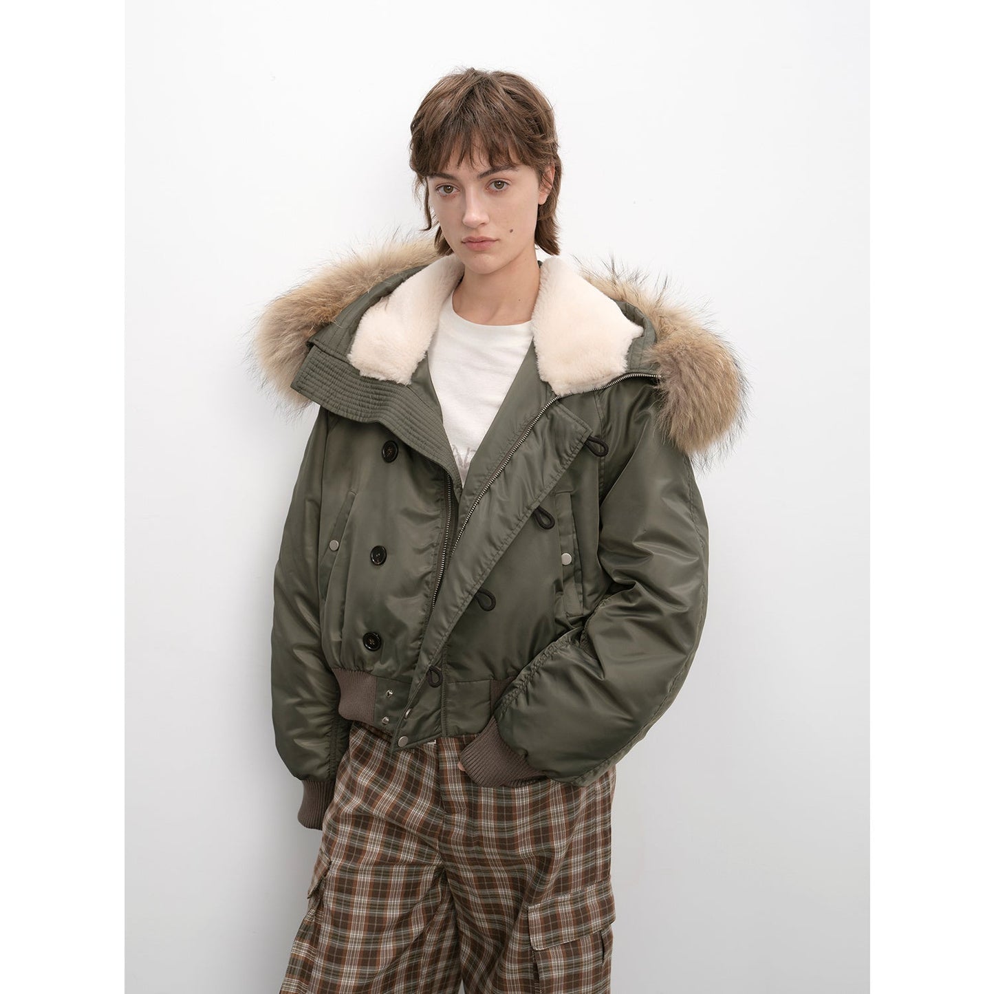 Cool and Sharp Fur Collar Jacket