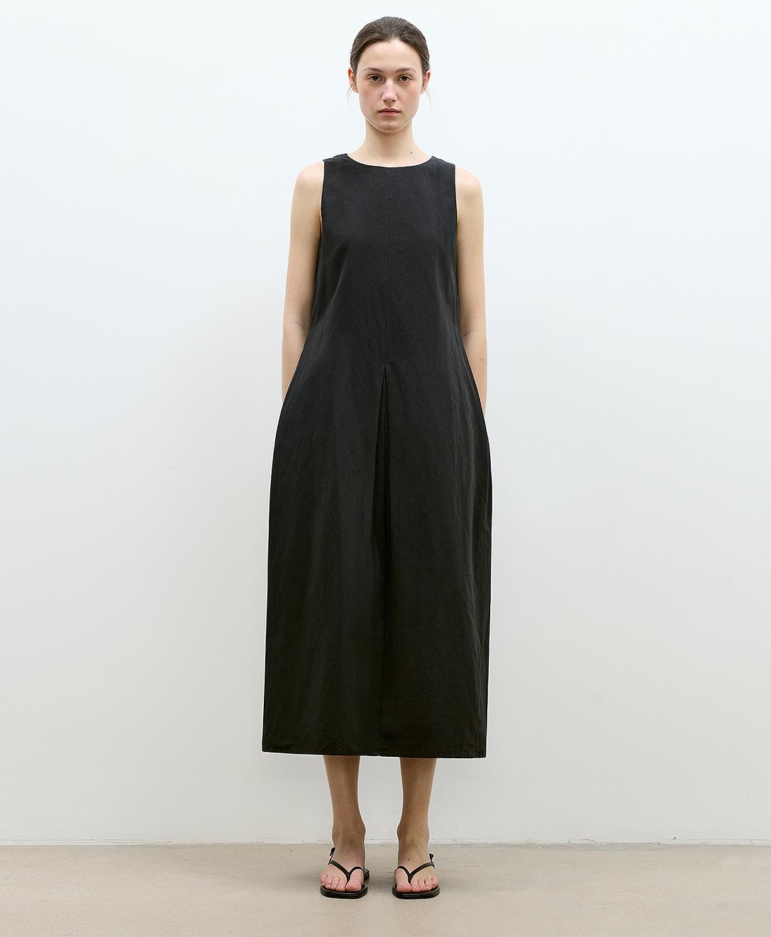 "Deyanuo" Hemp Three-Dimensional Hourglass Sleeveless Round Neck Loose Slim Dress for Women