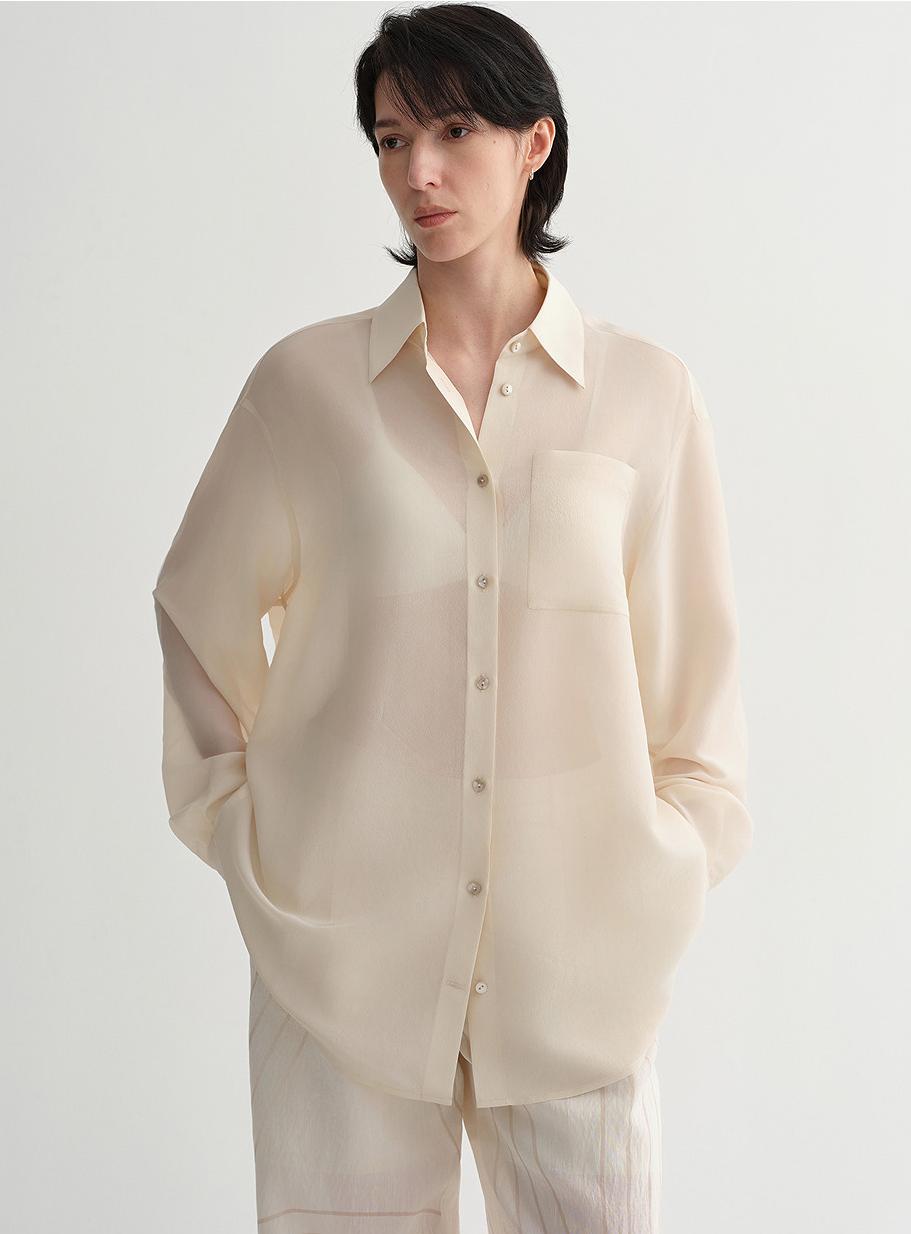 Classic Silhouette Mulberry Silk Acetate Blouse