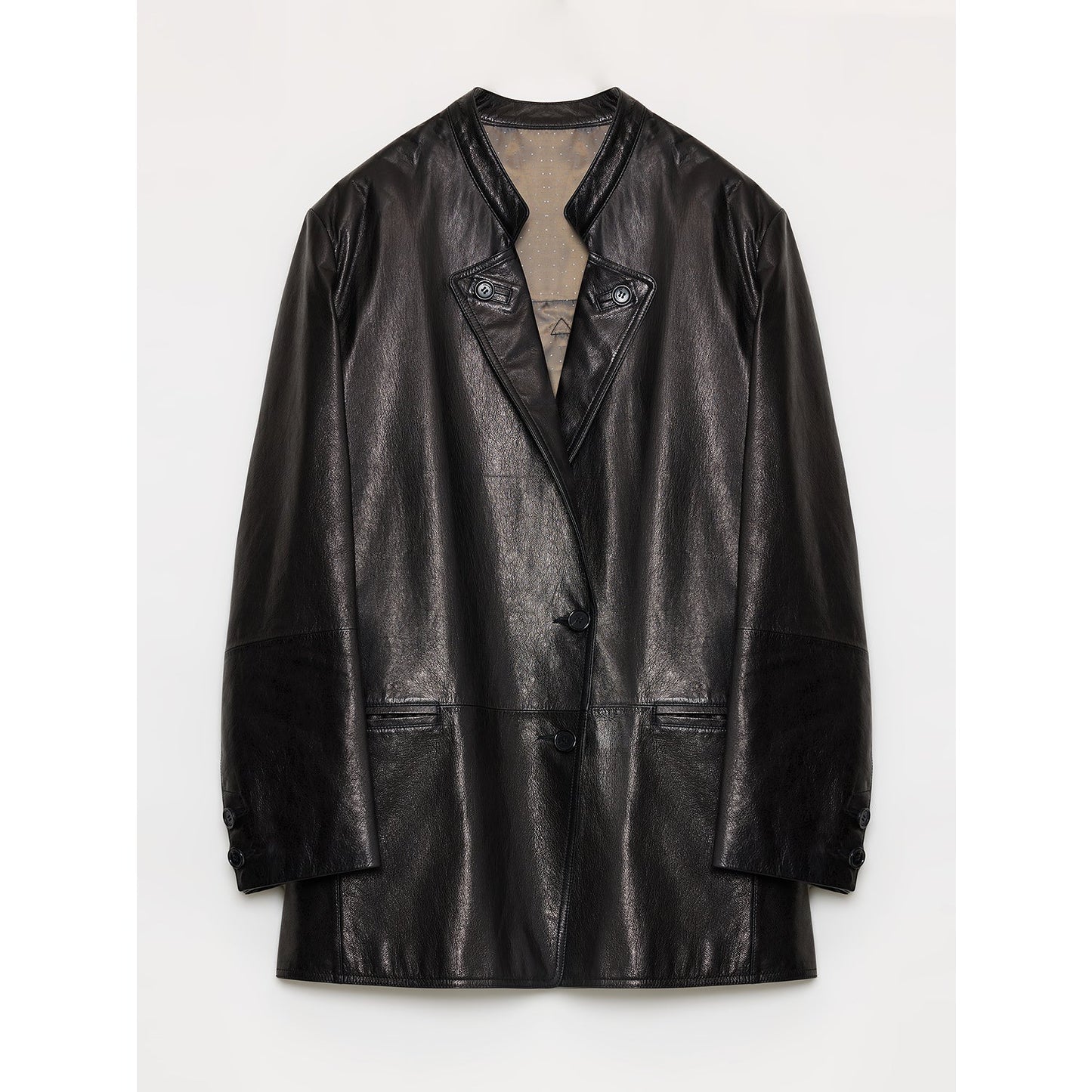 "Bavaria" Vintage Suede/Waxy Goatskin Leather Mid-Length Suit Jacket