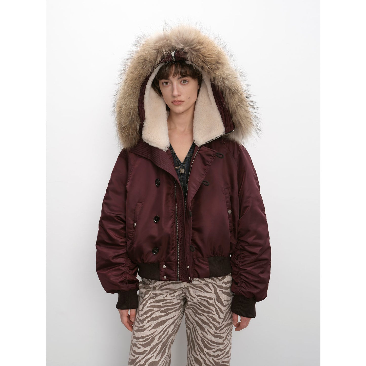 Cool and Sharp Fur Collar Jacket