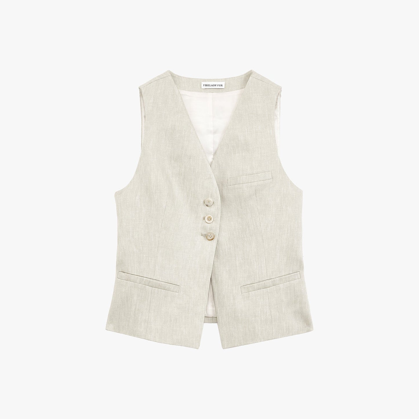 Linen Draped Vest and Straight Trousers Suit