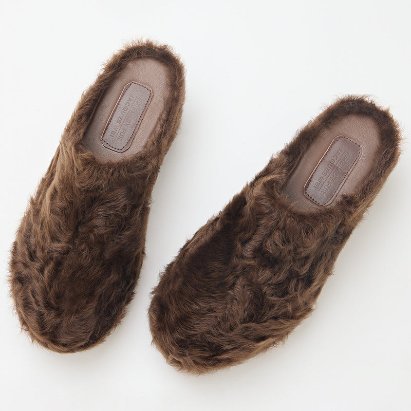Fur-Lined Slip-On Platform Shoes