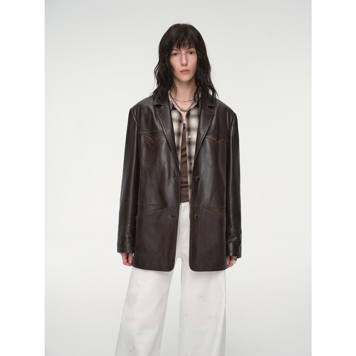 Windsor Past Wide Shoulder Multi-Pocket Suit Waxed Leather Jacket