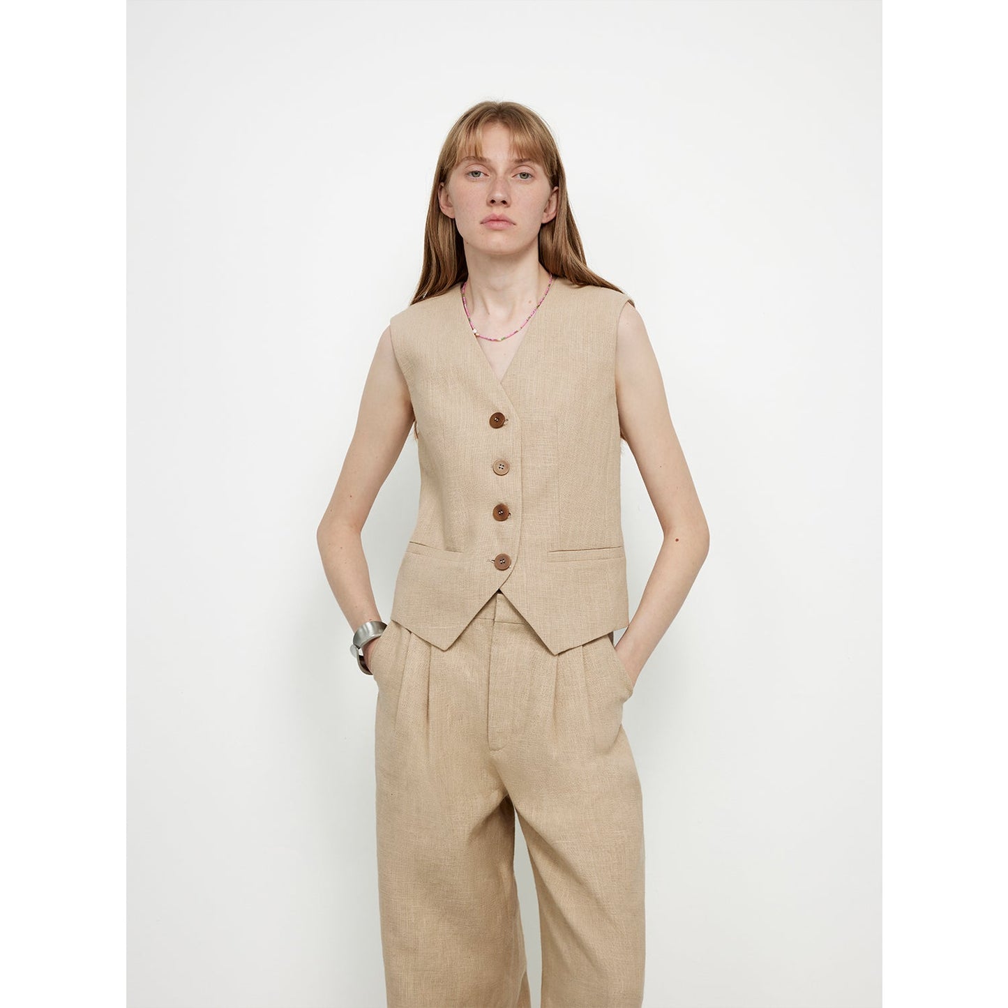 "Diary of an Old Friend" Customized Breathable Ramie Oversize Suit Vest Set