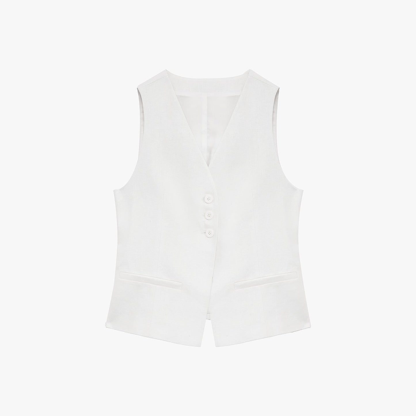 Linen Draped Vest and Straight Trousers Suit