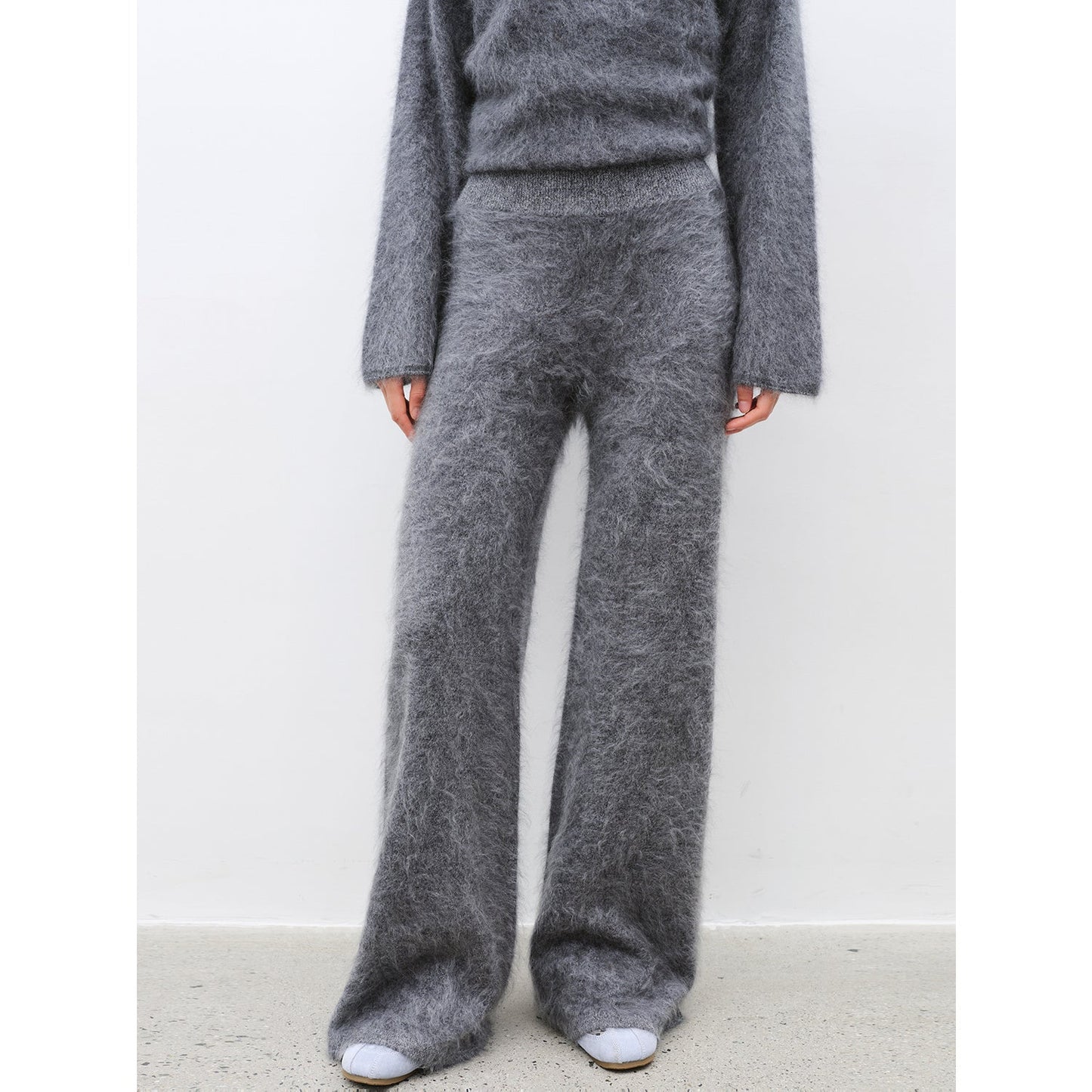 Purple Women's Sweater 2 Piece Outfit Cashmere Jumper Comfortable Loose-Fit Crewneck Top Wide Leg Pants Fall Lounge Set