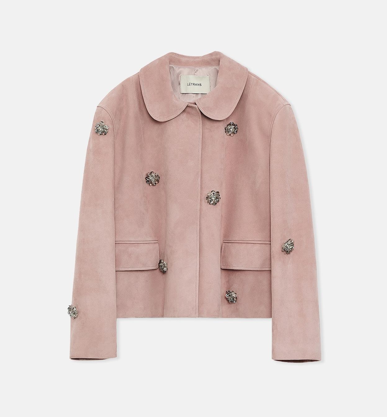 Velour Beaded Suede Leather Jacket
