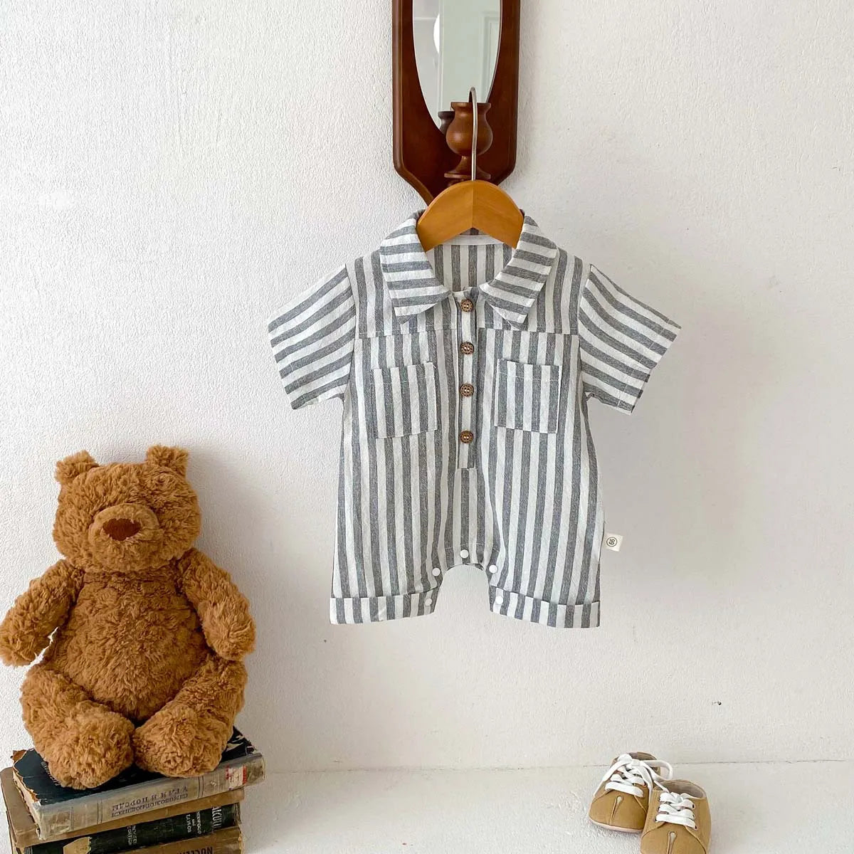Boys Striped Linen Jumpsuit