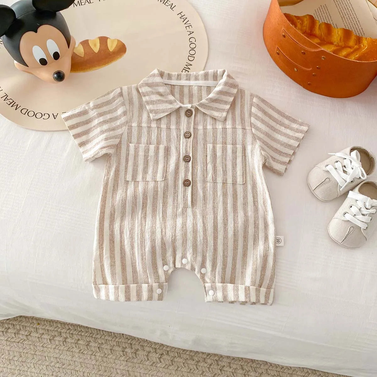 Boys Striped Linen Jumpsuit