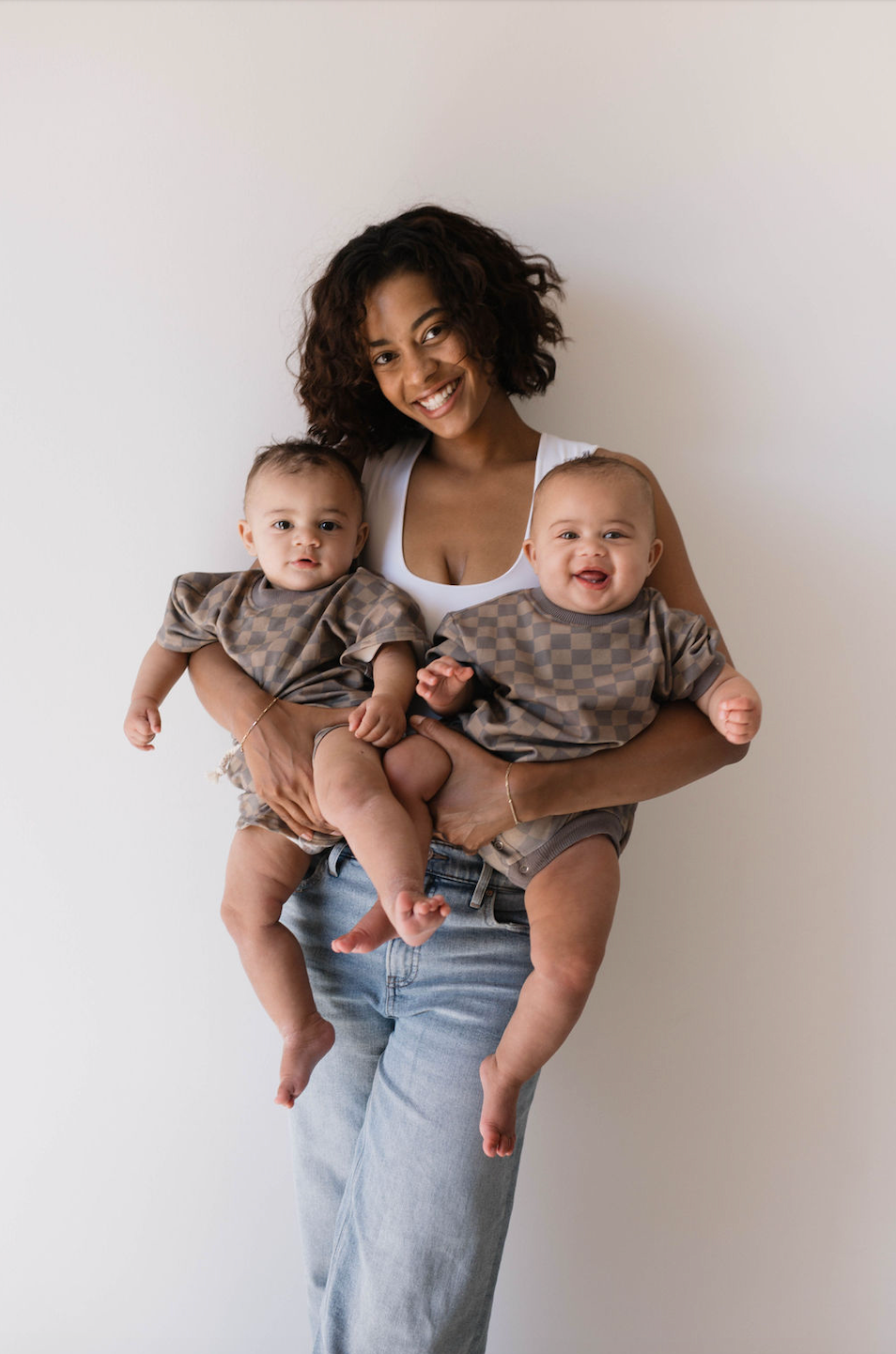 Short Set | Faded Brown Checkerboard
